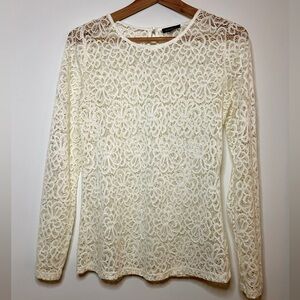 Cream lace sheer top from Dynamite. Size M. Worn once.